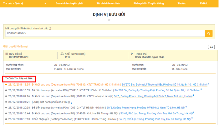 Cách Kiểm Tra Đơn Hàng Bưu Điện VNPost - Vietbox