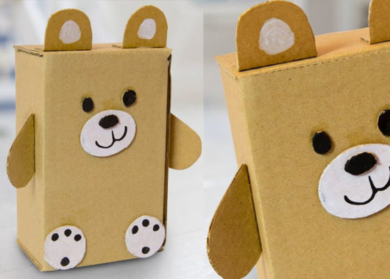 Những chú gấu xinh xắn từ bìa carton sẽ là món quà thú vị cho các bé