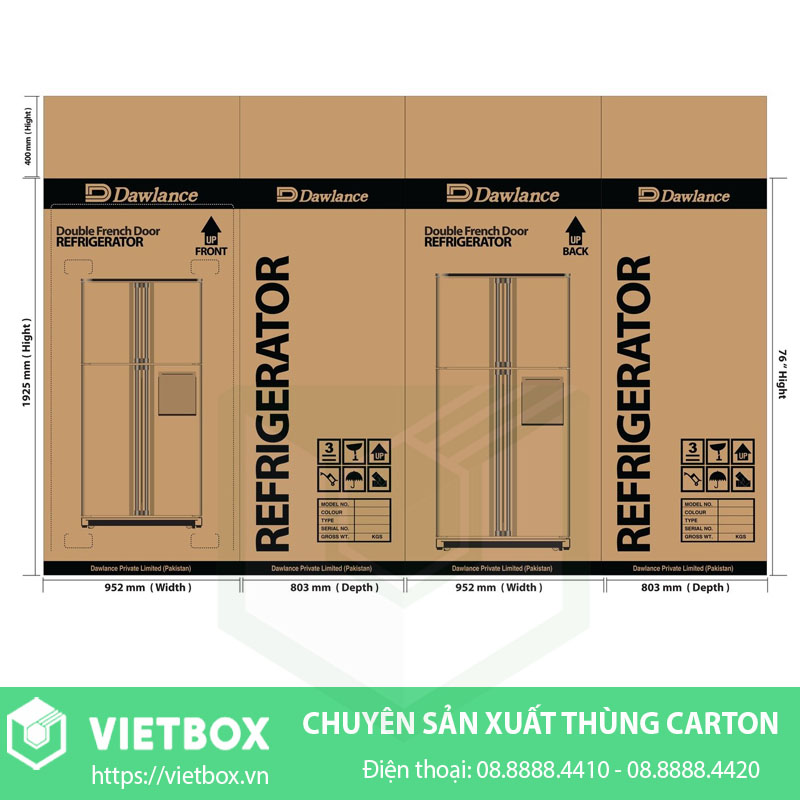 Mẫu thùng carton đựng tủ lạnh