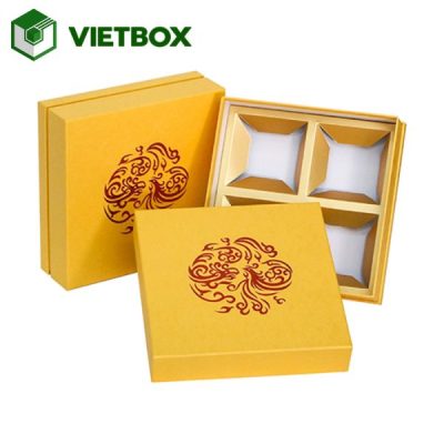Giá in hộp bánh trung thu phụ thuộc vào kích thước, số lượng bánh, chất liệu, kiểu hộp và yêu cầu gia công