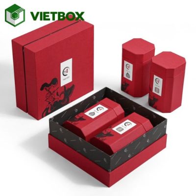 In hộp trà cao cấp ép kim logo với đa dạng chất liệu, kiểu dáng và kỹ thuật gia công phù hợp cho quà tặng doanh nghiệp