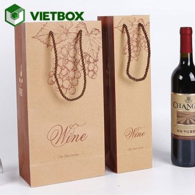 Túi giấy đựng rượu sang trọng với chất liệu phù hợp, quai chắc chắn, kích thước vừa vặn và kỹ thuật gia công tinh tế