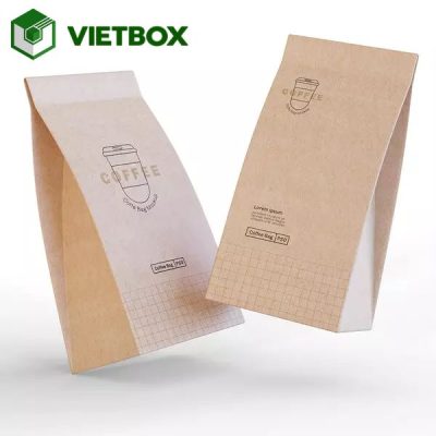 Quy trình in túi giấy đựng trà và cà phê từ tiếp nhận yêu cầu, thiết kế, duyệt mẫu đến in, gia công, kiểm tra và đóng gói