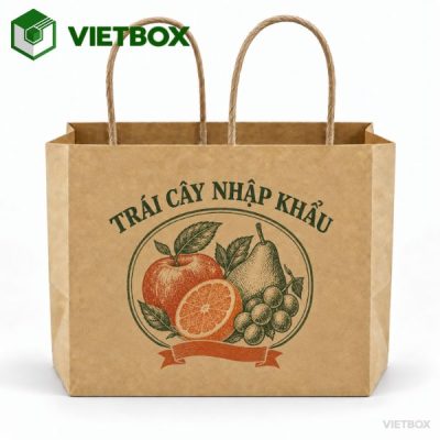 In túi giấy đựng trái cây và đặc sản theo yêu cầu với đa dạng kích thước, chất liệu, định lượng, kiểu quai và nội dung in