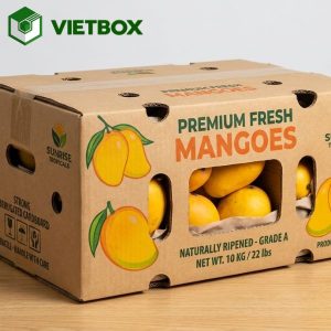 Thùng carton đựng xoài chắc chắn, kích thước phù hợp và có khả năng chịu lực tốt